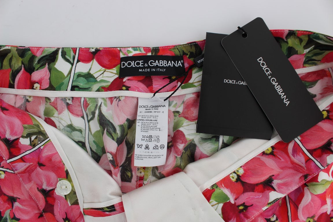 - Multicolor Floral Silk Capri Pants