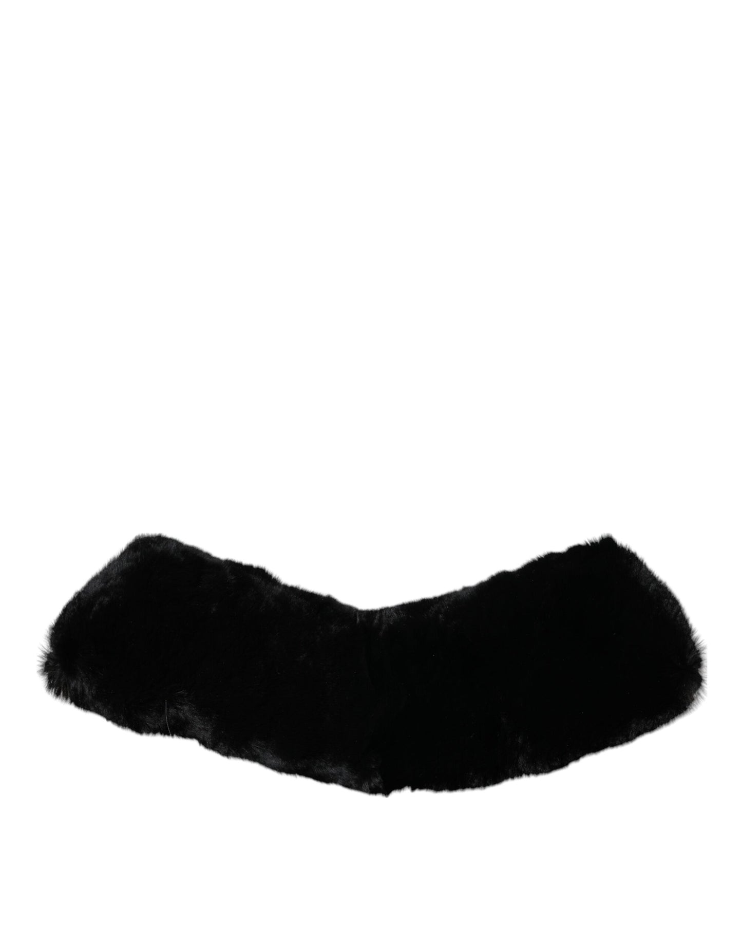 Dolce & Gabbana Black Lamb Fur Collar Women's Neck Wrap Scarf