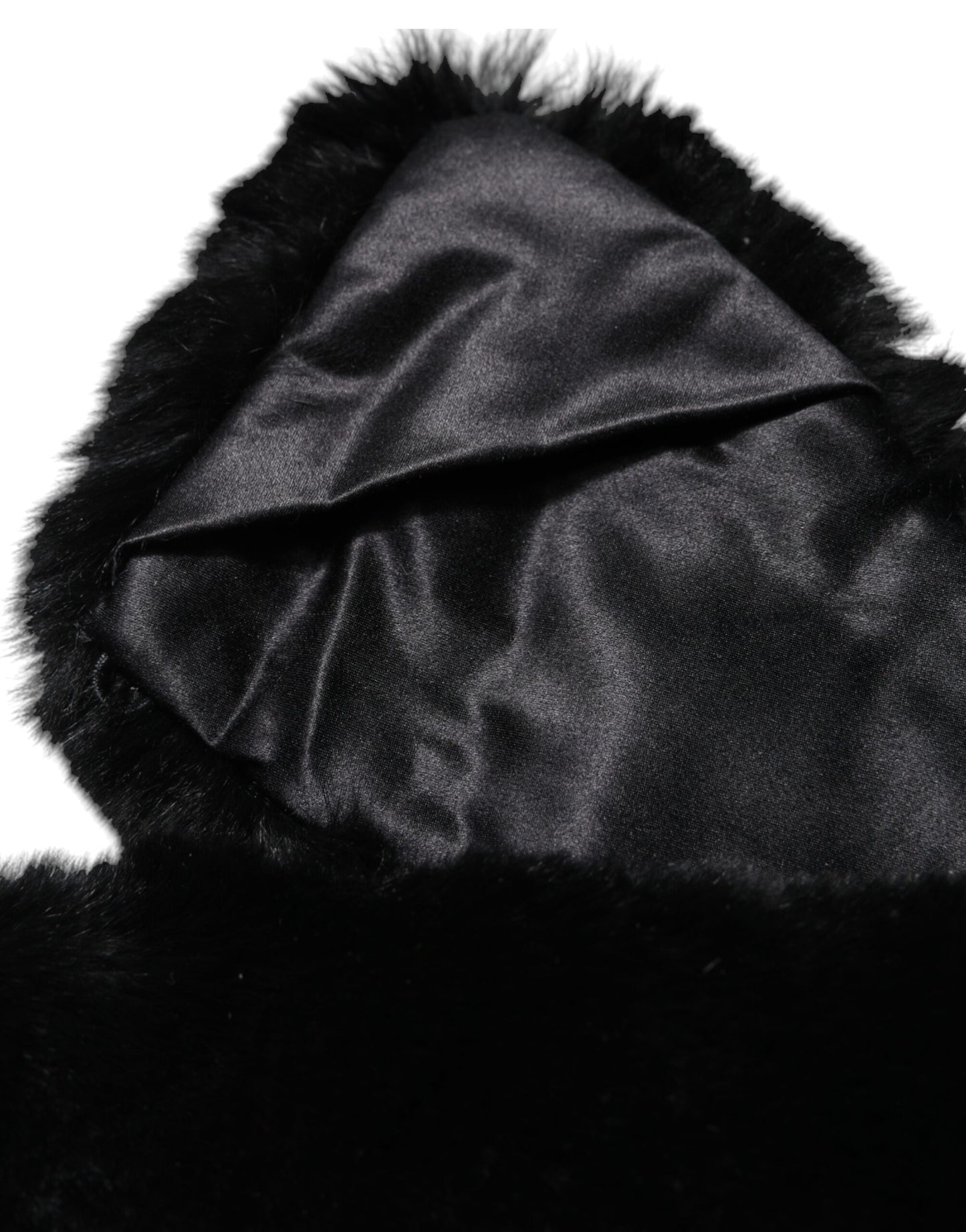Dolce & Gabbana Black Lamb Fur Collar Women's Neck Wrap Scarf