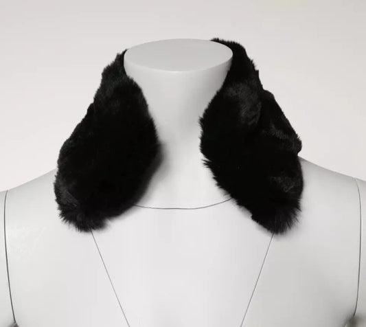 Dolce & Gabbana Black Lamb Fur Collar Women's Neck Wrap Scarf