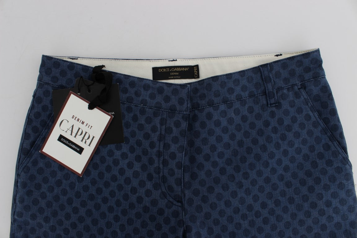 - Polka Dotted Capri Stretch Jeans