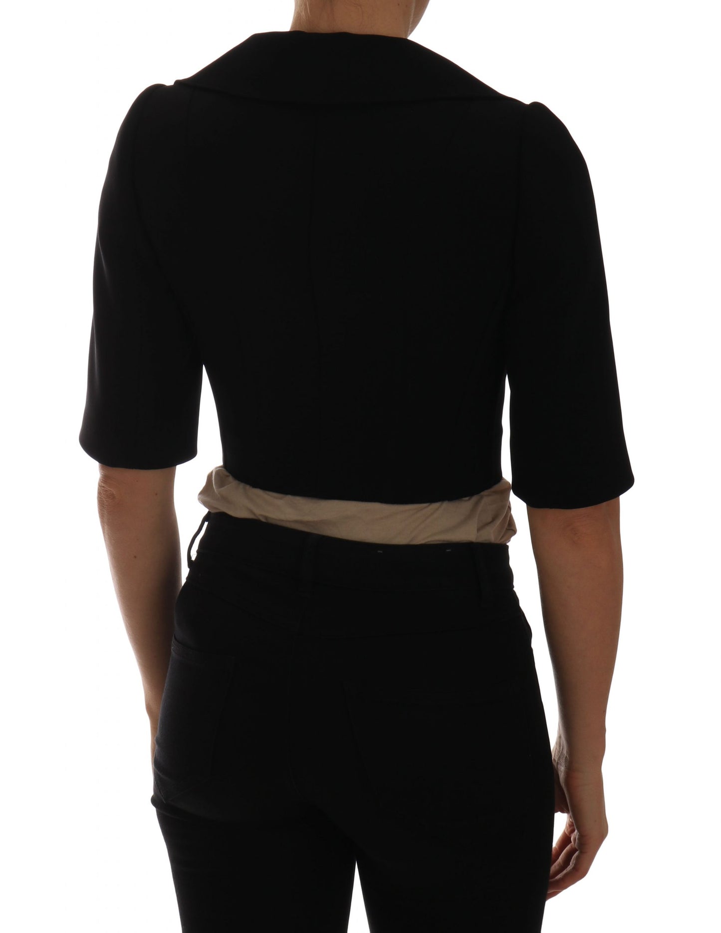 - Chic Black Cropped Double Breasted Blazer
