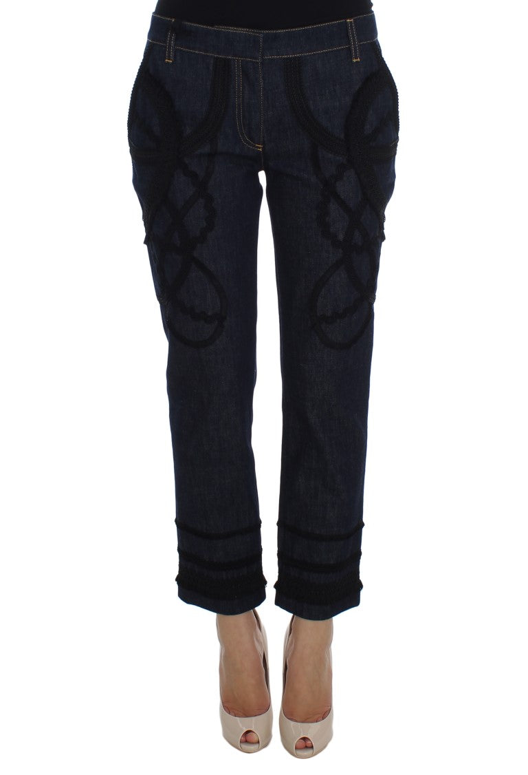 - Embroidered Capri Jeans for Elegant Styling