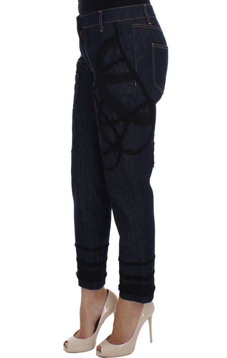 - Embroidered Capri Jeans for Elegant Styling