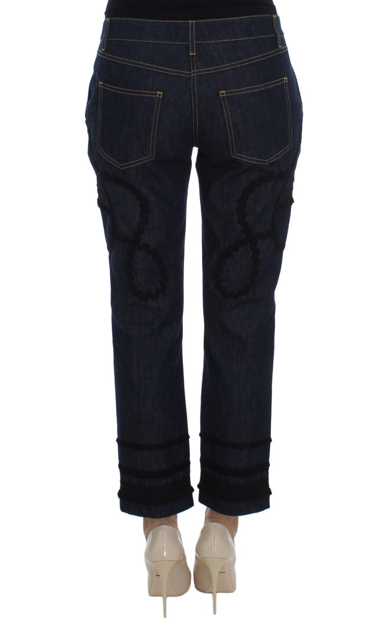 - Embroidered Capri Jeans for Elegant Styling