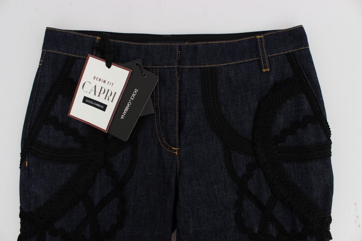 - Embroidered Capri Jeans for Elegant Styling