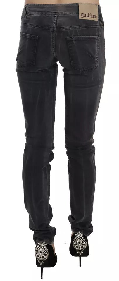 John Galliano Grey Washed Low Waist Skinny Denim Jeans