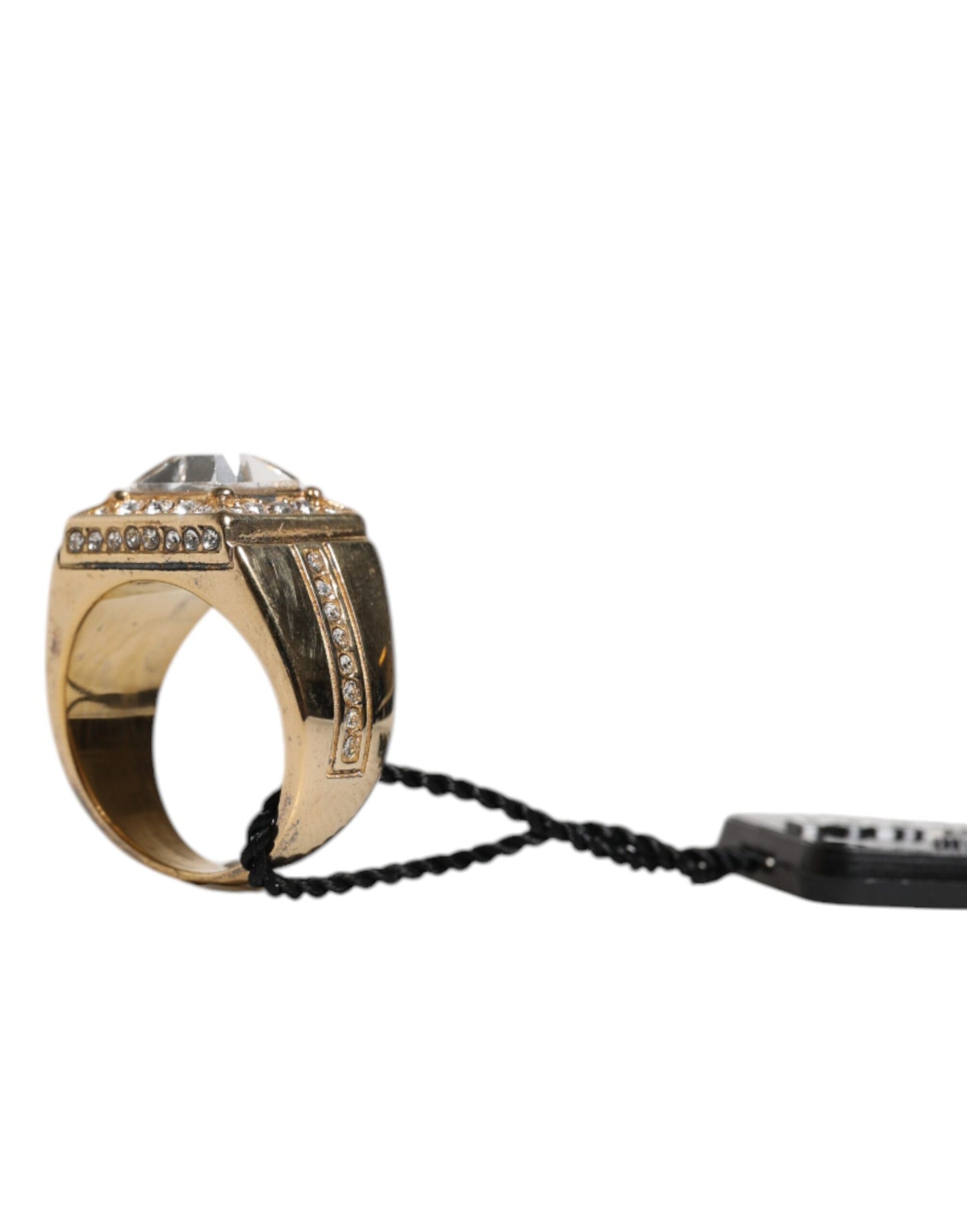 Dolce & Gabbana Gold Tone Sterling Silver 925 Crystal Ring