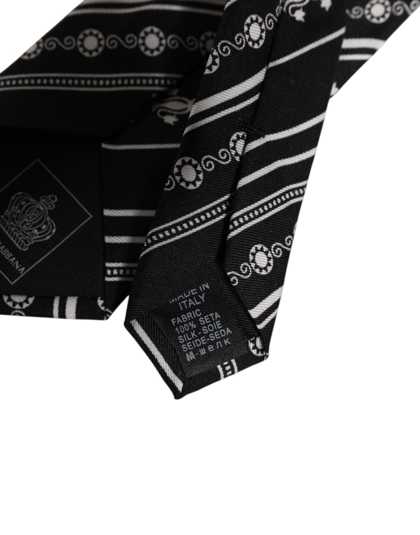 Dolce & Gabbana Black and White Stripes Silk Adjustable Necktie Tie