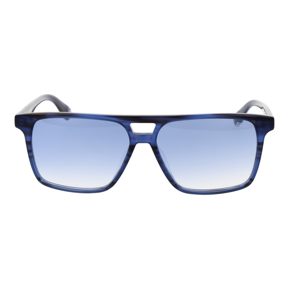 BMW Blue Men's Sunglasses – Rectangle Full-Rim Frame with Blue Gradient Lenses, 57mm