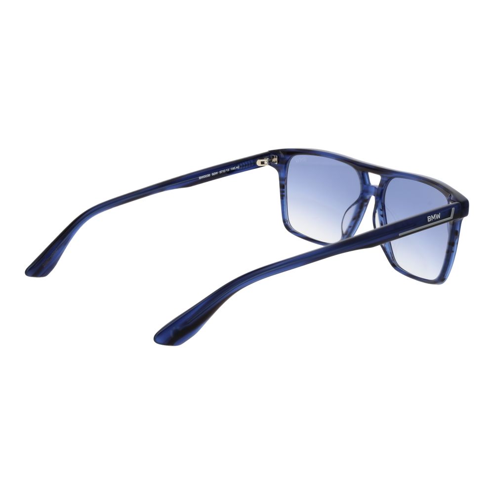 BMW Blue Men's Sunglasses – Rectangle Full-Rim Frame with Blue Gradient Lenses, 57mm