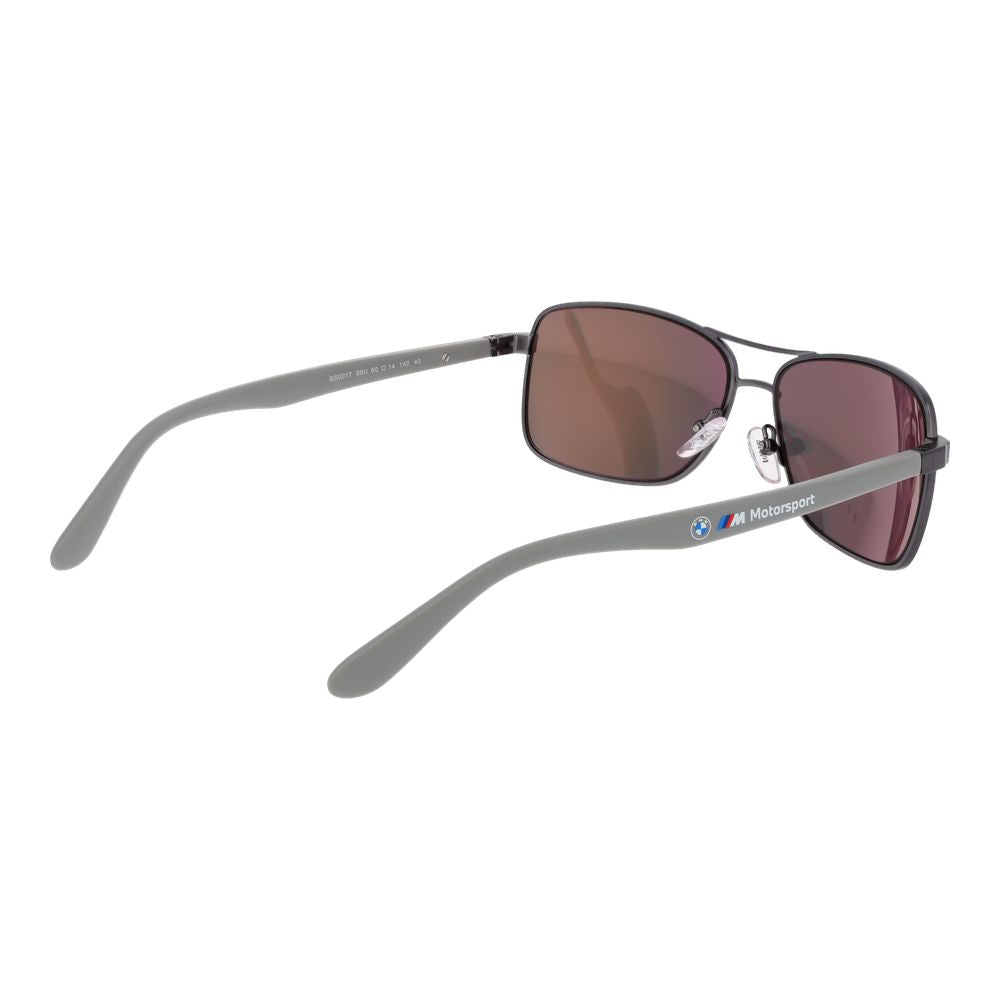 BMW Motorsport Men’s Sunglasses – Gunmetal Aviator Frame with Burgundy Mirrored Lenses, 60mm