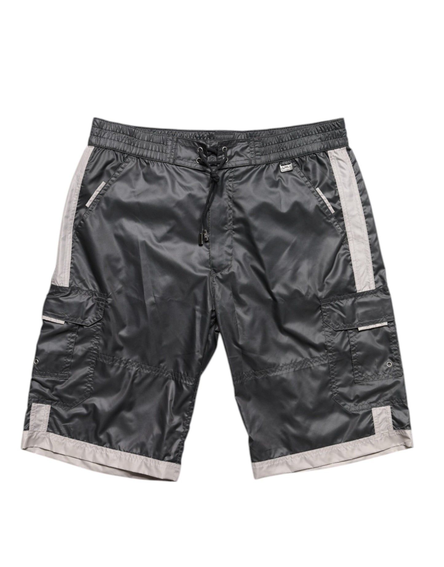 Dolce & Gabbana Grey Polyester Beachwear Swim Shorts
