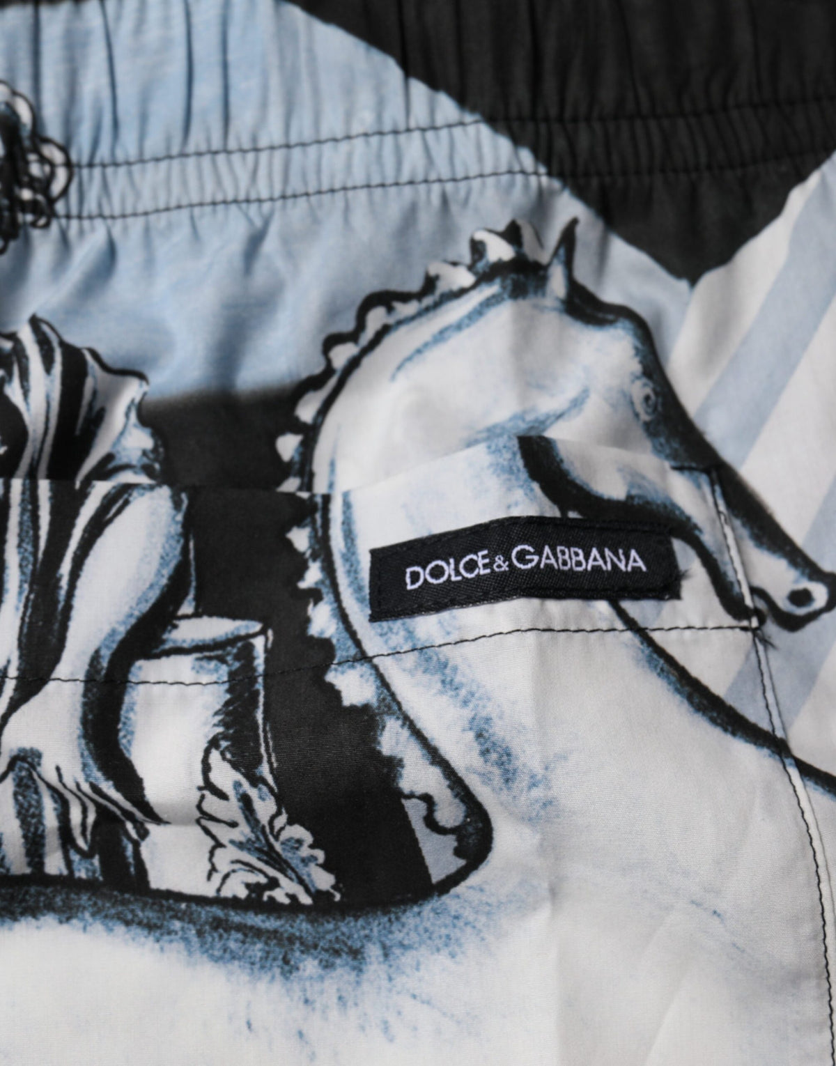 Dolce & Gabbana Men's Blue Majolica Statue Print Cotton Shorts