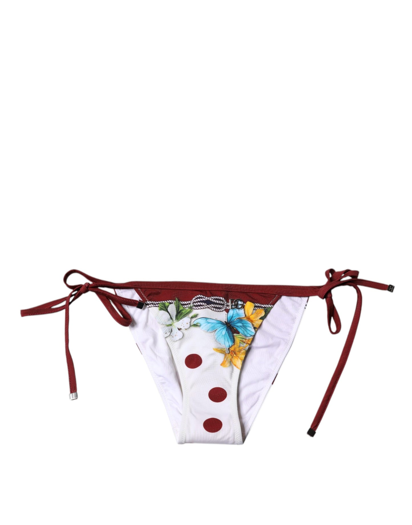 Dolce & Gabbana White Floral Print Swimsuit Bikini Bottom