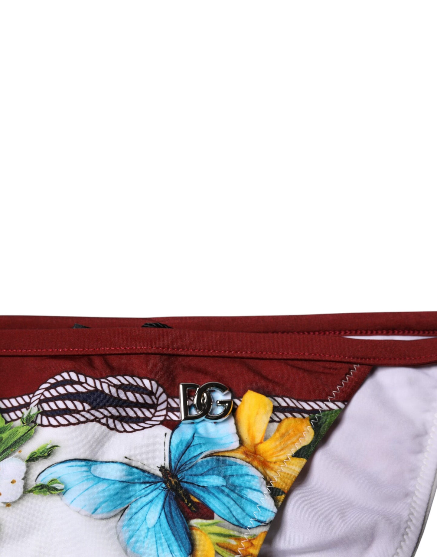 Dolce & Gabbana White Floral Print Swimsuit Bikini Bottom