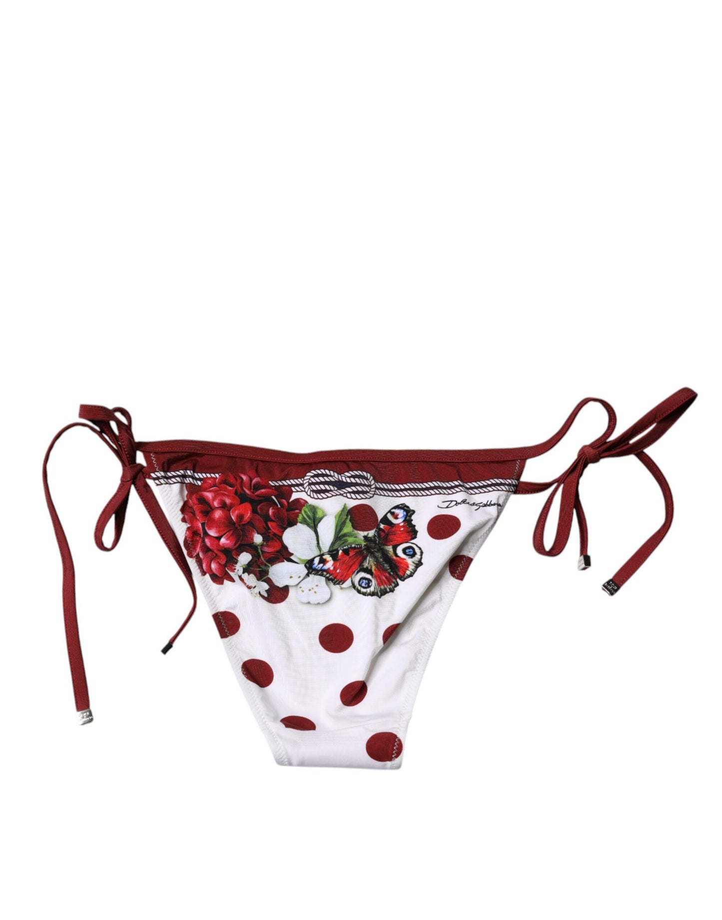 Dolce & Gabbana White Floral Print Swimsuit Bikini Bottom