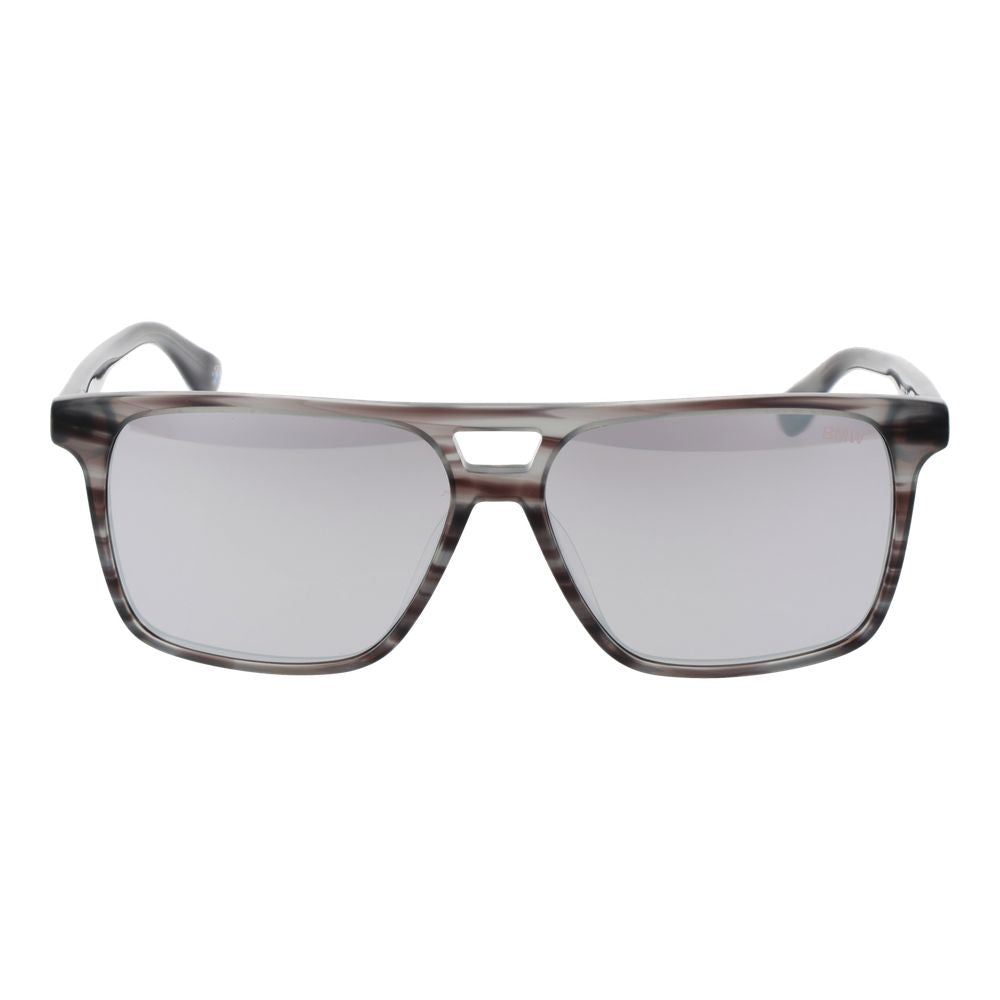 BMW Multicolor Men’s Sunglasses – Rectangle Frame with Mirrored Grey Lenses, 57mm