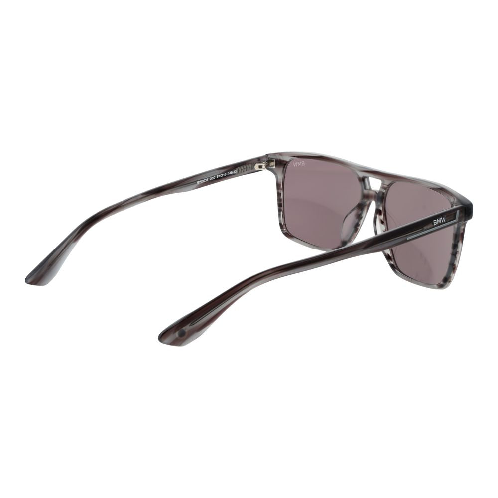 BMW Multicolor Men’s Sunglasses – Rectangle Frame with Mirrored Grey Lenses, 57mm