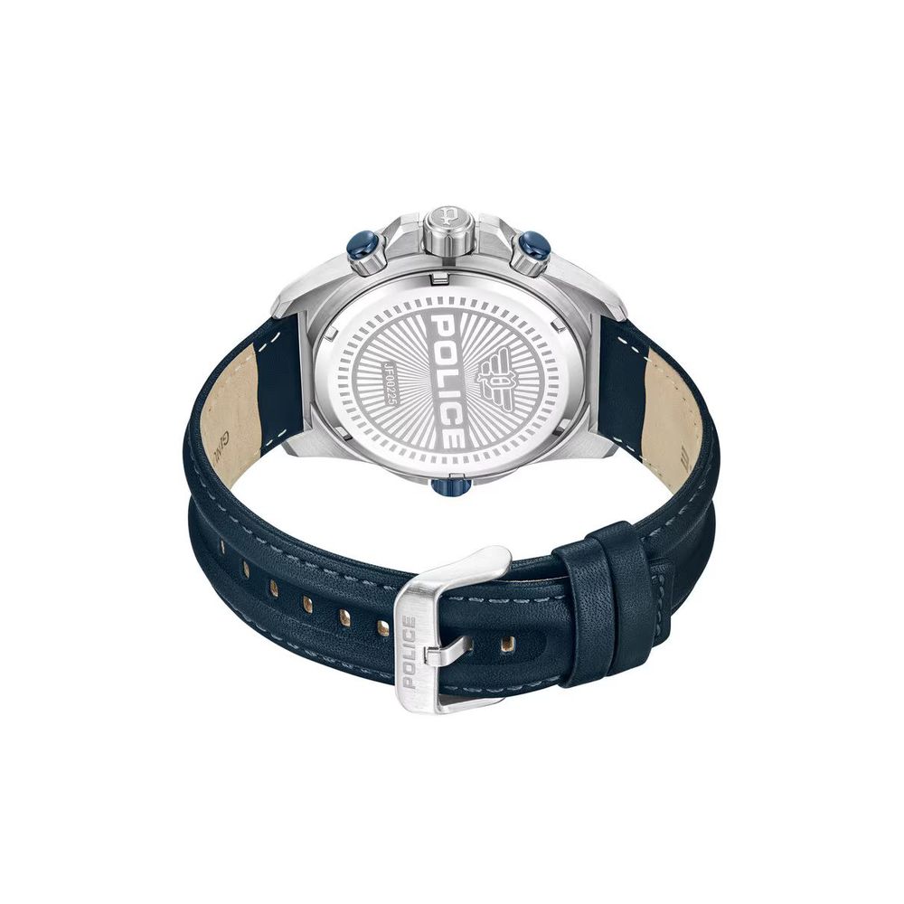 Police Men’s Blue Faux Leather Multifunction Watch
