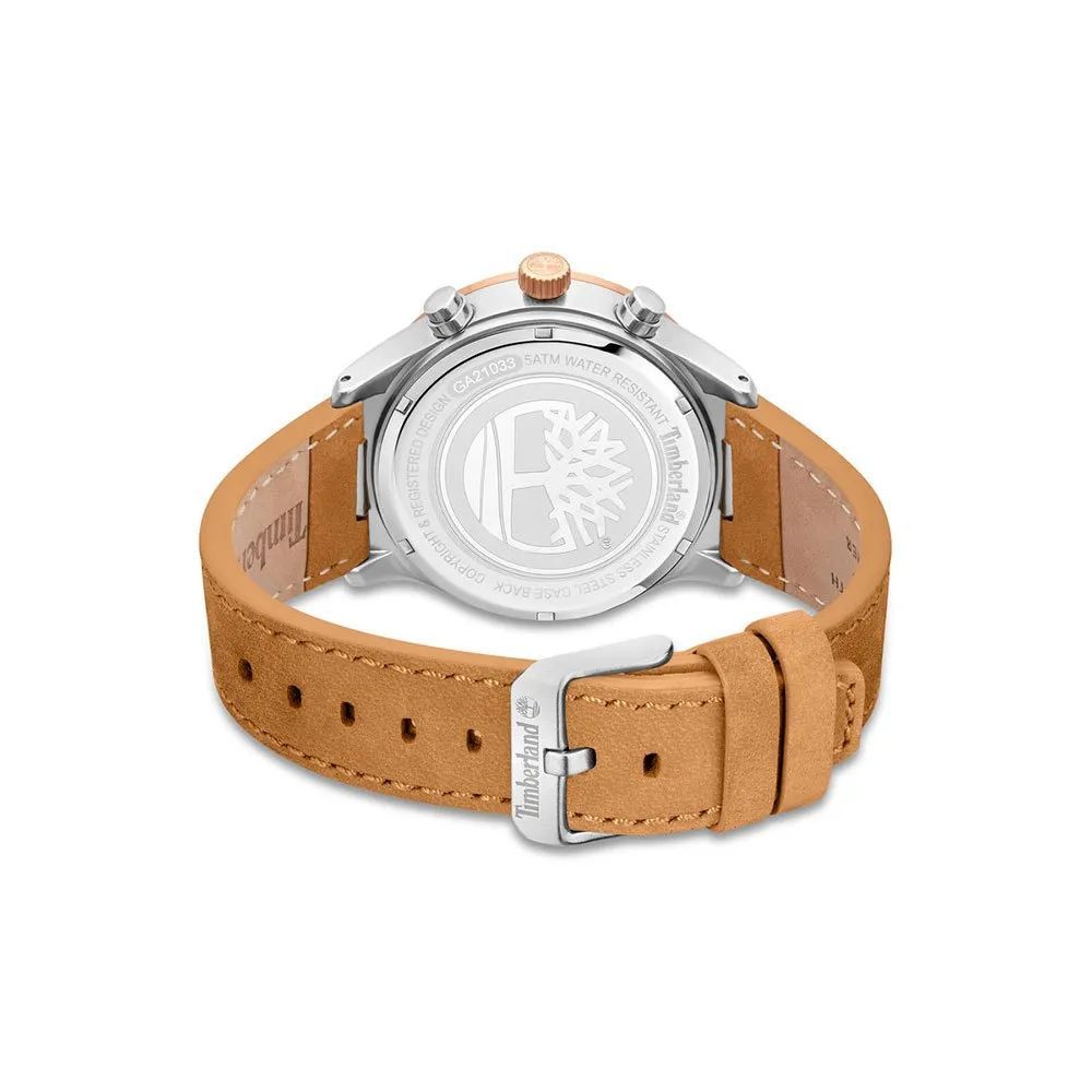 Timberland Brown Leather Sullivan Series Watch - Quartz - Grey Dial