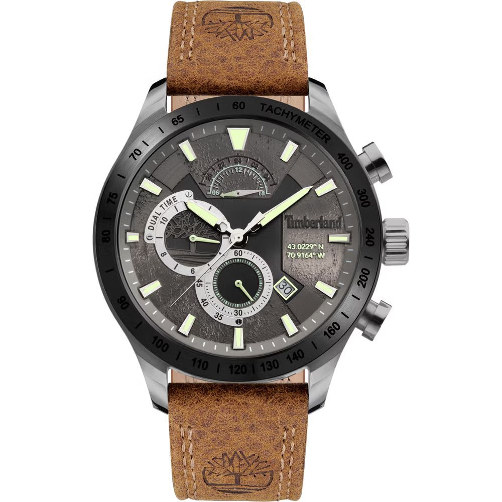 Timberland Brown Leather Watch - Quartz Chronograph, 49mm