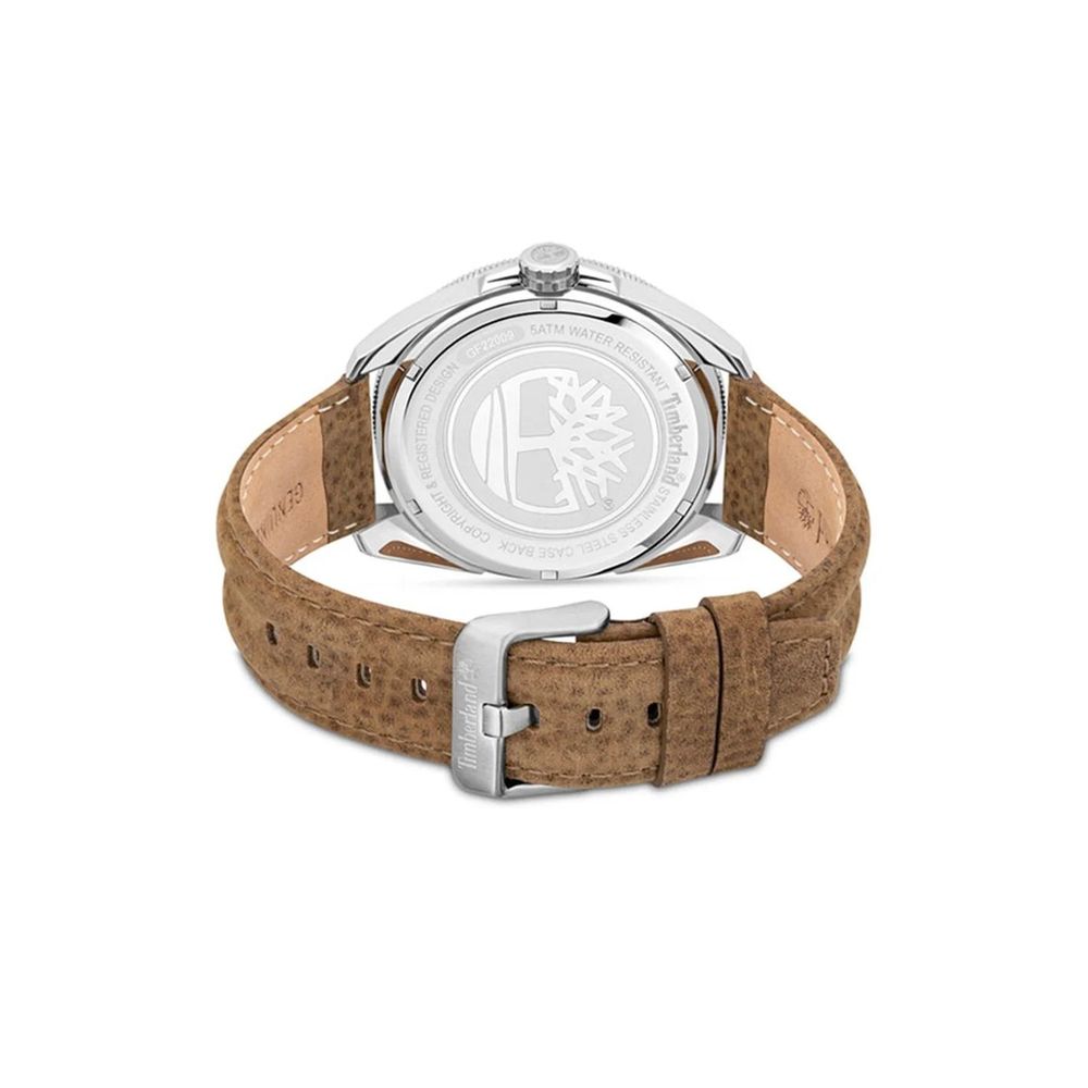 Timberland Brown Leather Quartz Watch with Grey Stainless Steel