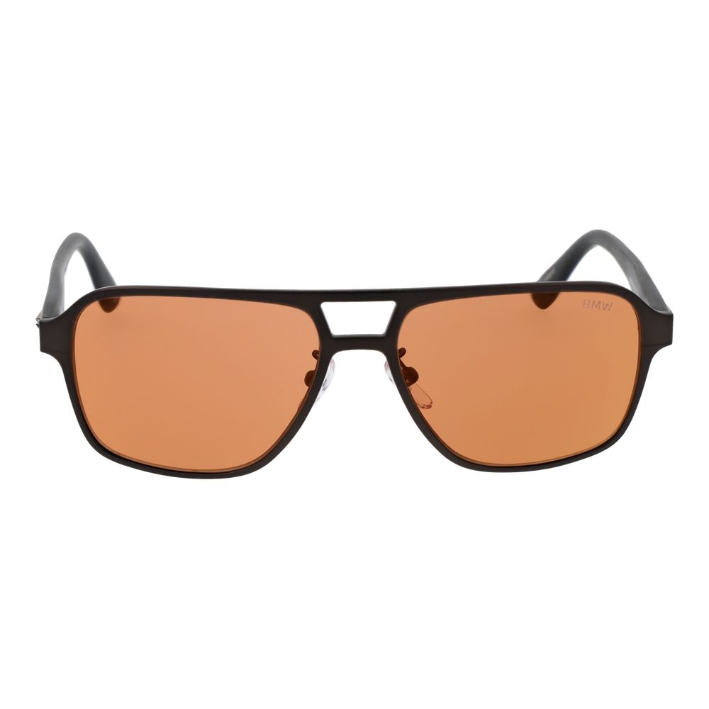 BMW Gray Men’s Sunglasses – Gunmetal Aviator Frame with Orange Lenses, 57mm