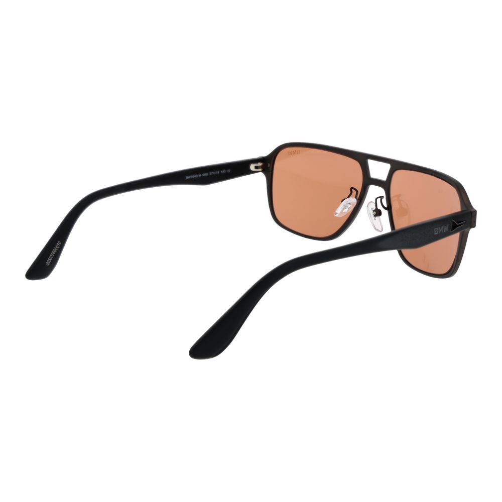 BMW Gray Men’s Sunglasses – Gunmetal Aviator Frame with Orange Lenses, 57mm