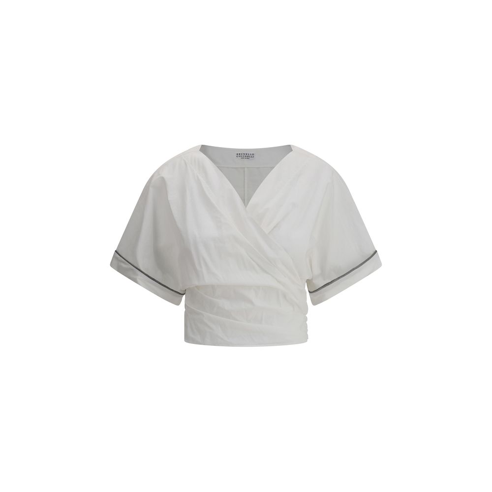 Brunello Cucinelli Buckle-Knotted Waist Blouse