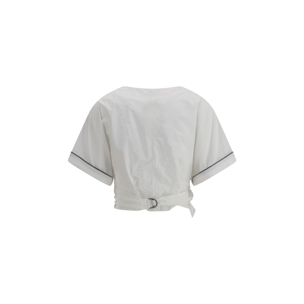 Brunello Cucinelli Buckle-Knotted Waist Blouse