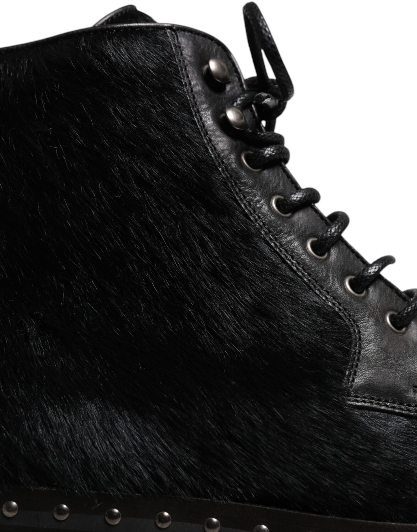 Dolce & Gabbana Black Pony Style Leather Mid Calf Boots
