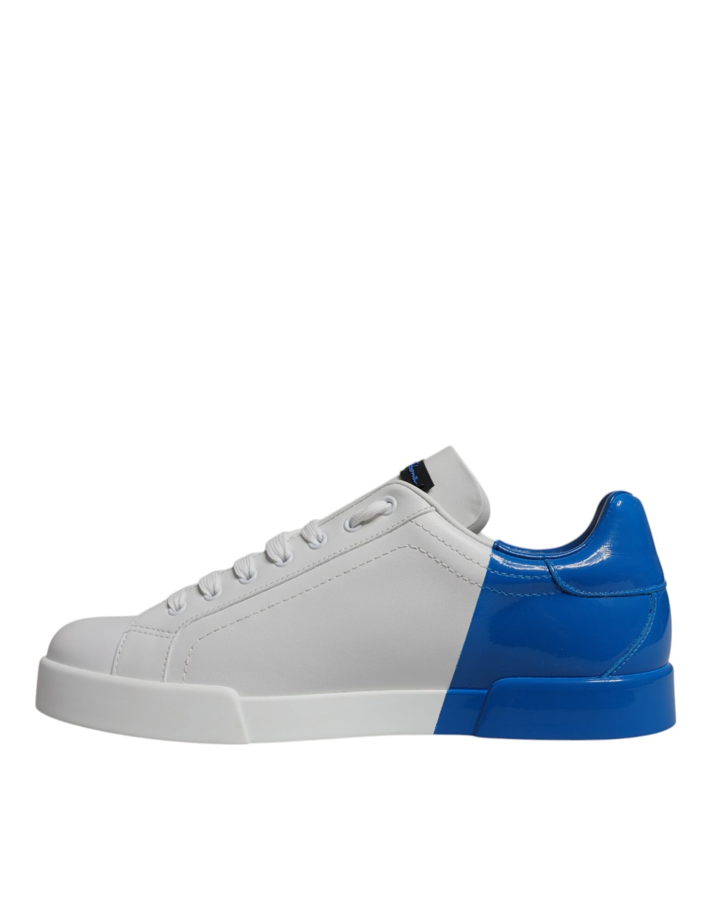 Dolce & Gabbana White & Blue Leather Logo Portofino Sneakers for Men