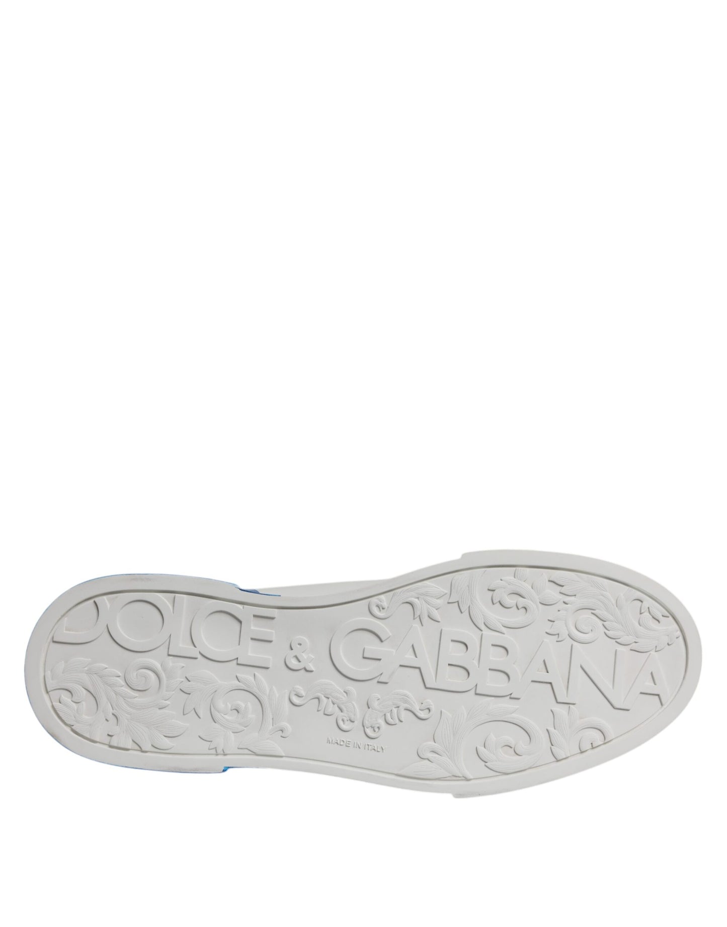 Dolce & Gabbana White & Blue Leather Logo Portofino Sneakers for Men