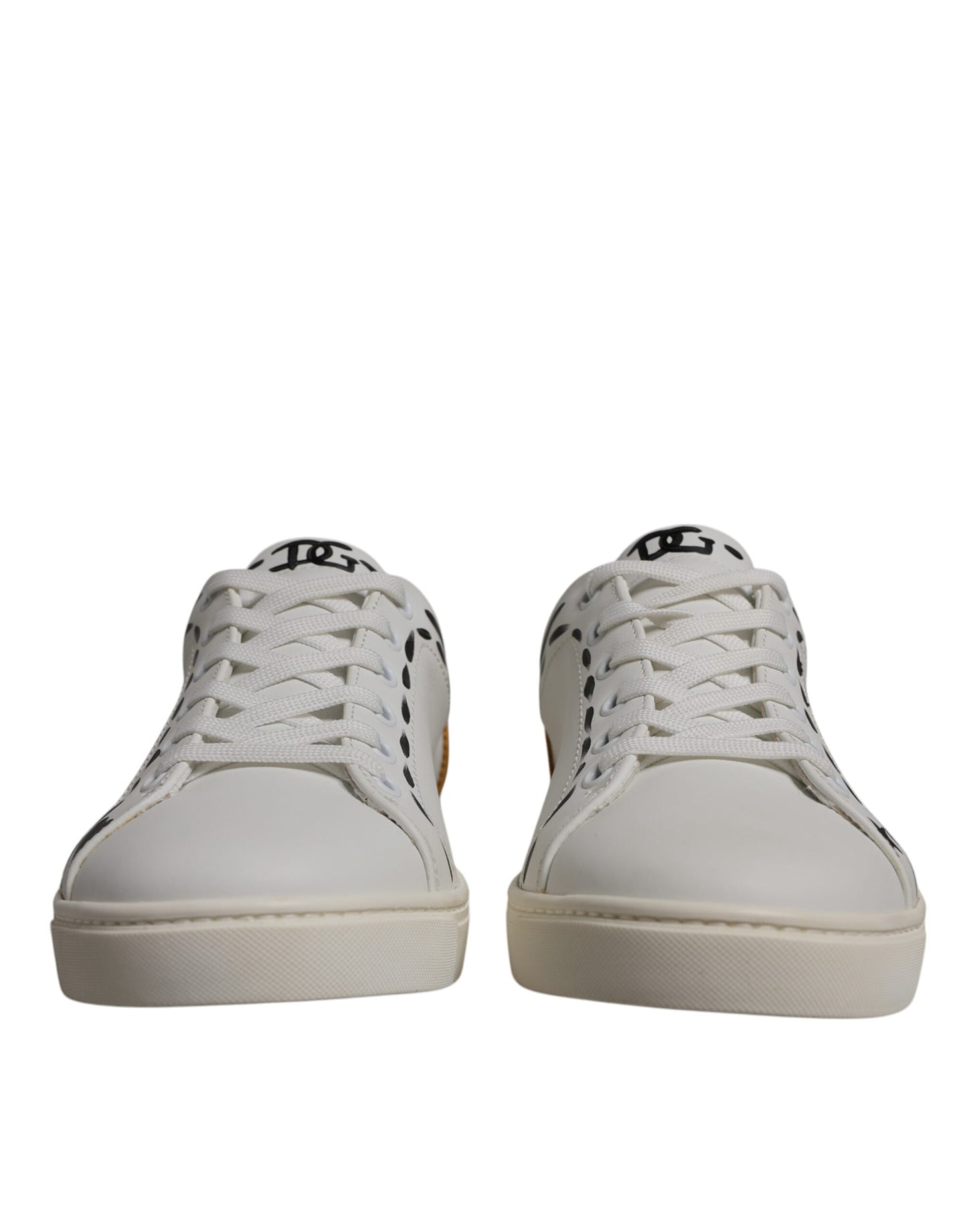 Dolce & Gabbana White Suede Leather Low Top Sneakers