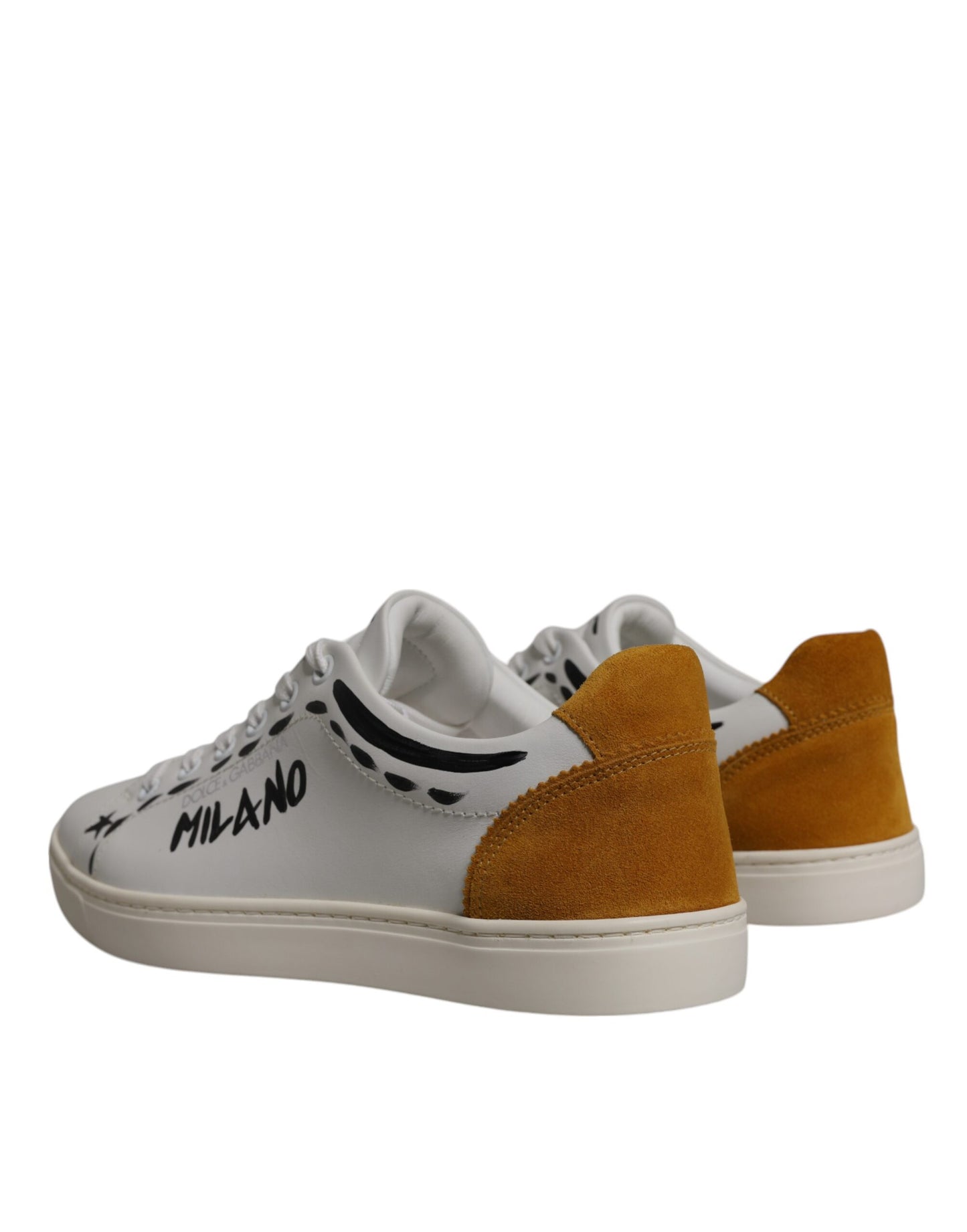 Dolce & Gabbana White Suede Leather Low Top Sneakers