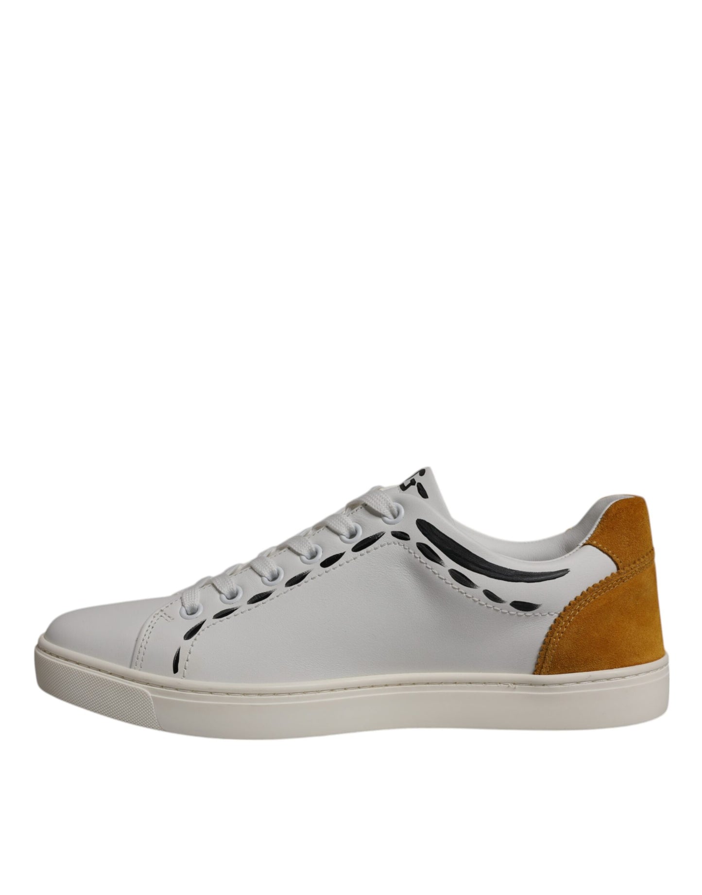 Dolce & Gabbana White Suede Leather Low Top Sneakers