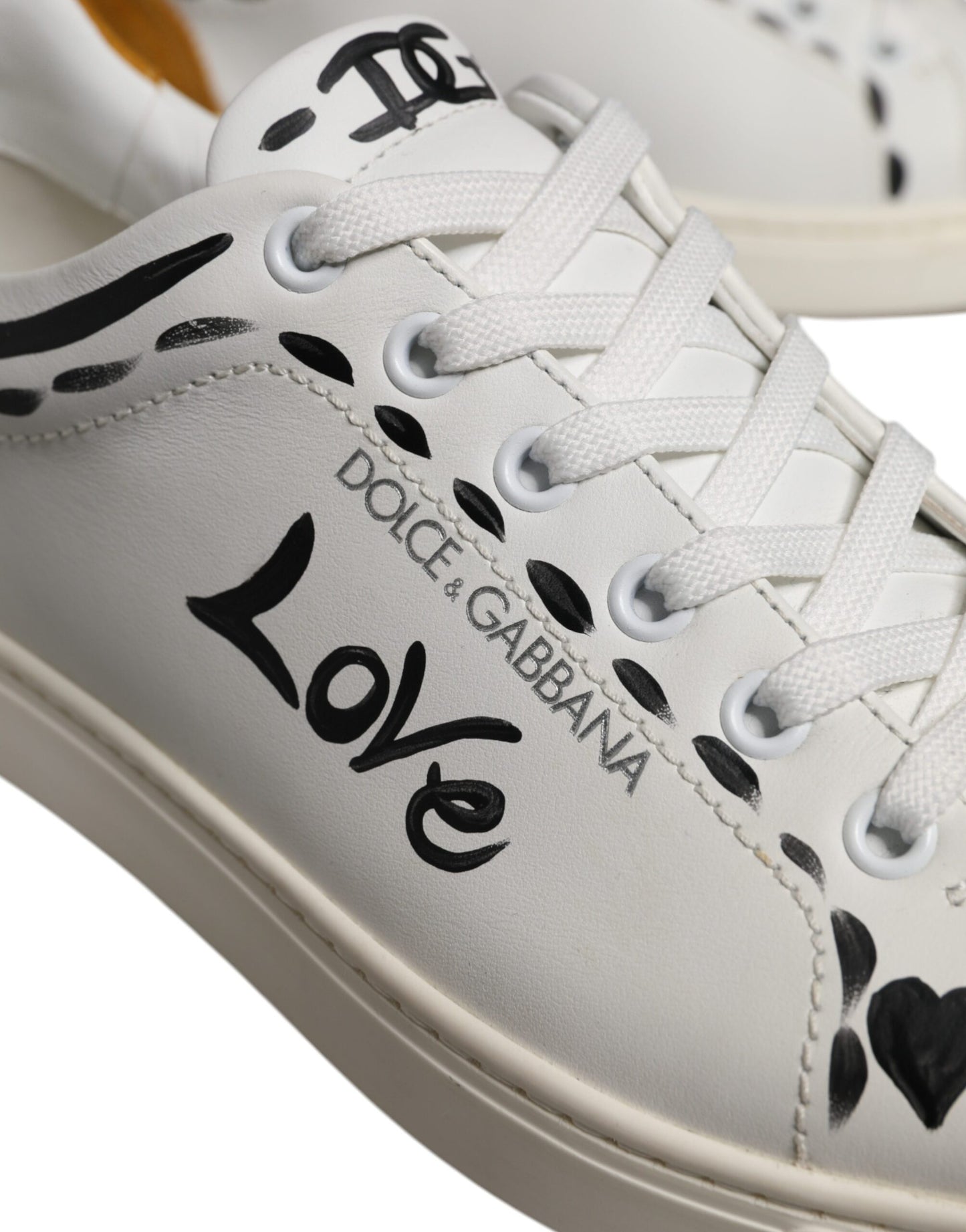Dolce & Gabbana White Suede Leather Low Top Sneakers