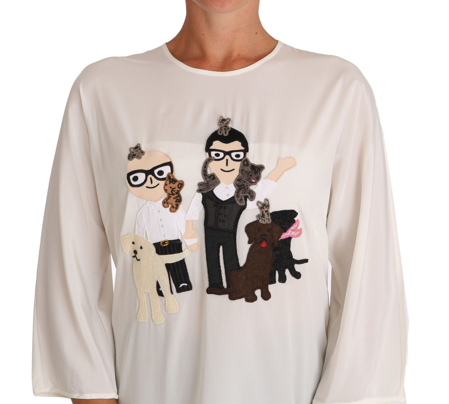 - Chic Figure Family Applique Silk Top