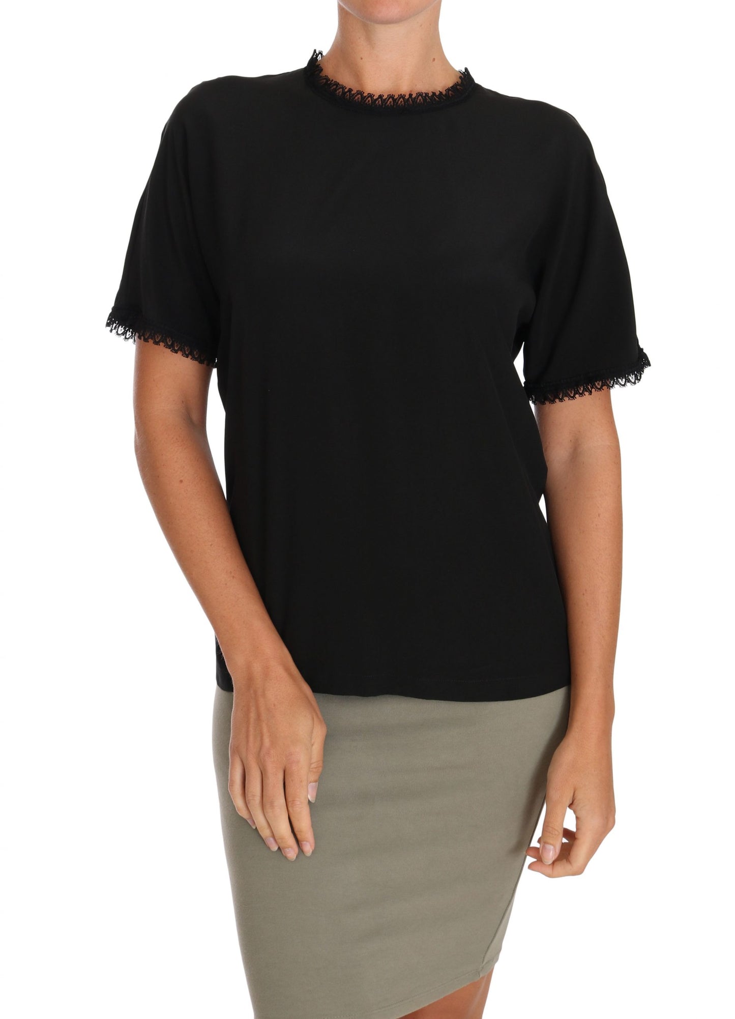 - Elegant Lace Detailed Silk Blouse