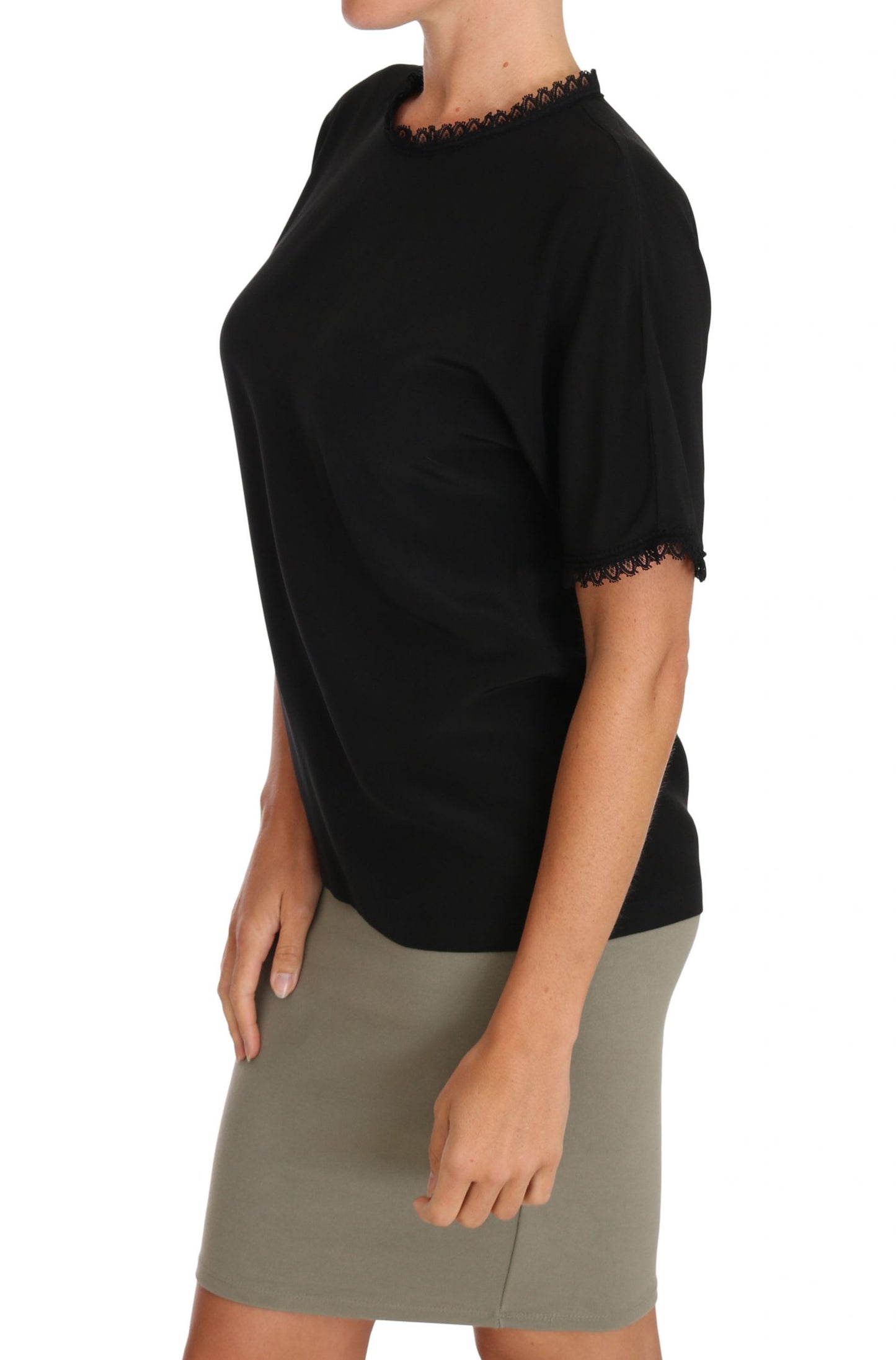 - Elegant Lace Detailed Silk Blouse