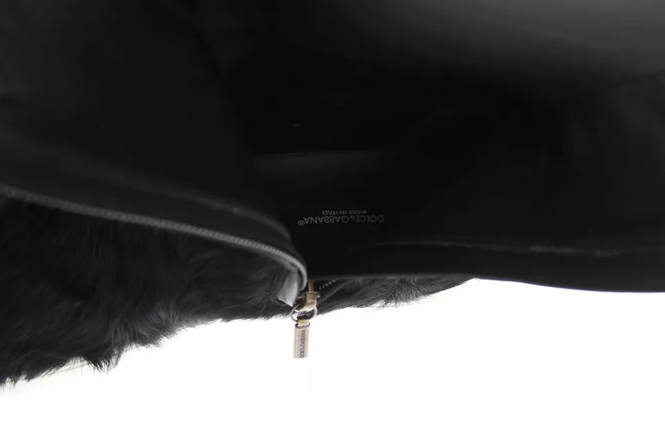 Dolce & Gabbana Black Xiangao Lamb Fur Leather Boots