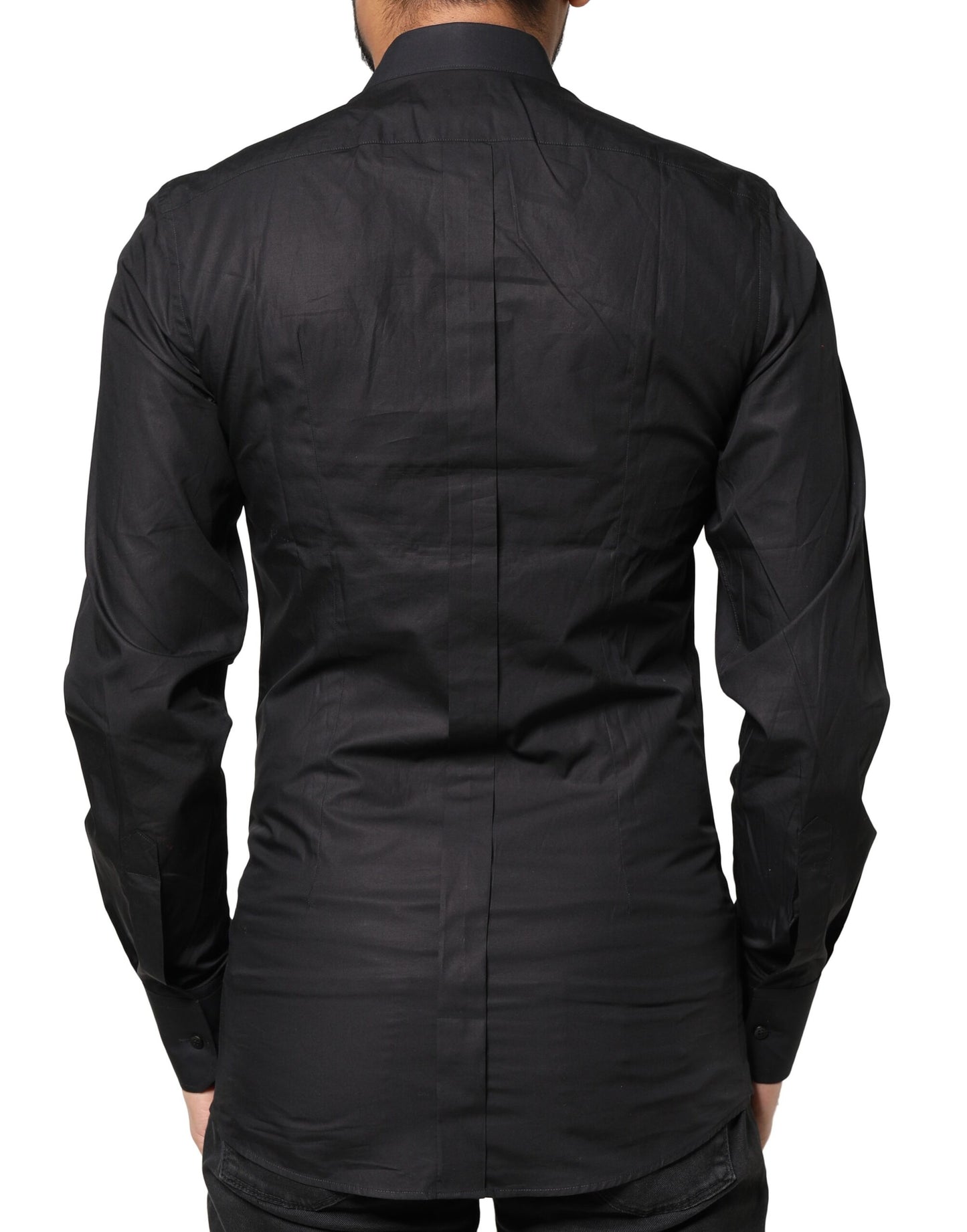 Dolce & Gabbana Black GOLD Cross Embellished Men's Dress Shirt