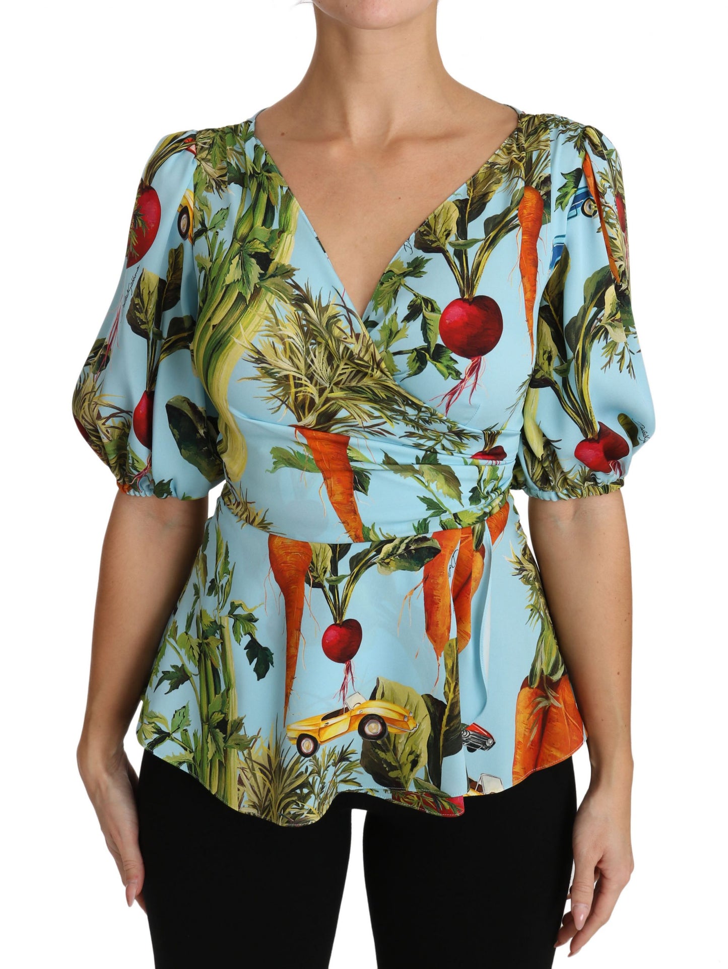 - Vegetable Print Silk Top Extravaganza