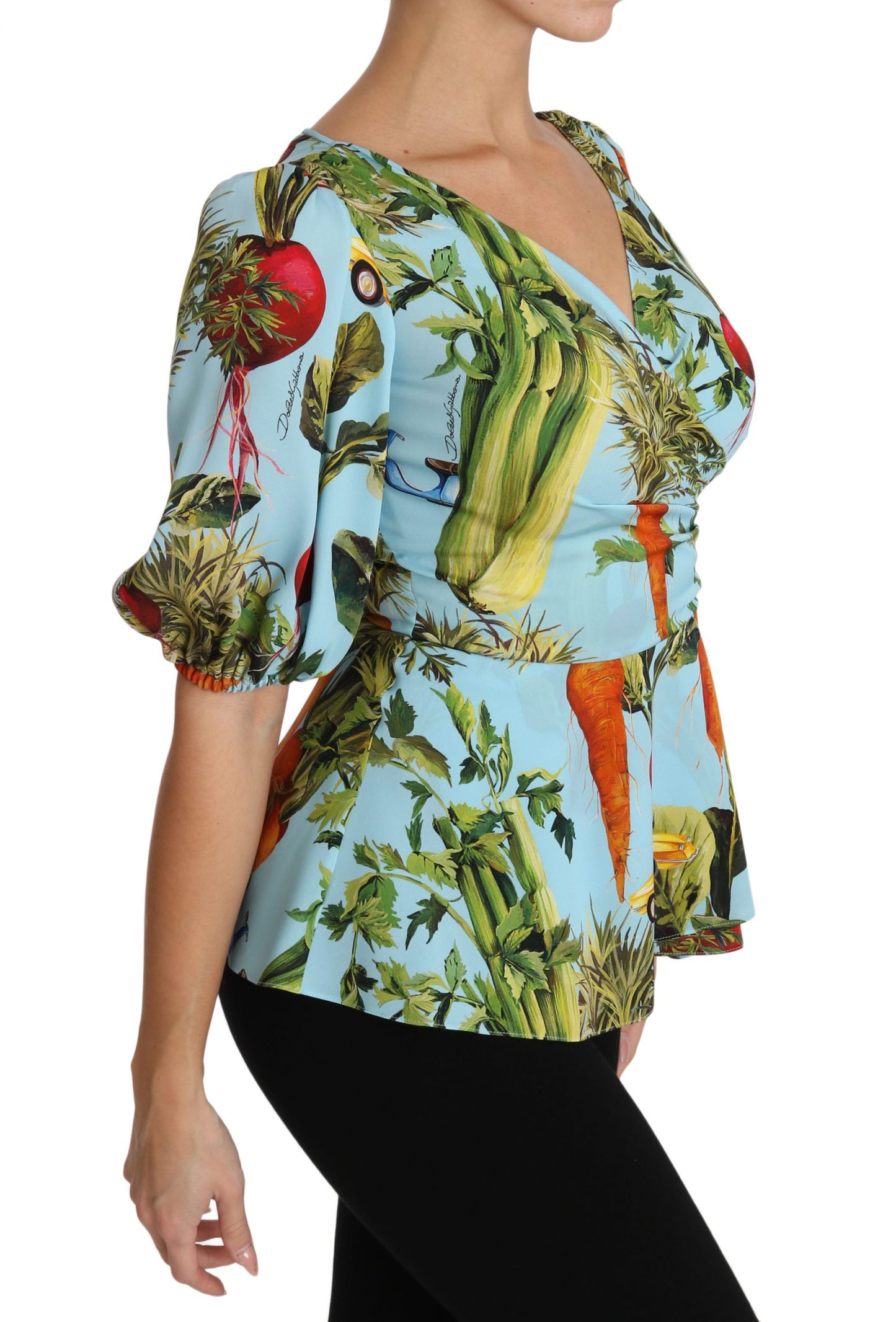 - Vegetable Print Silk Top Extravaganza