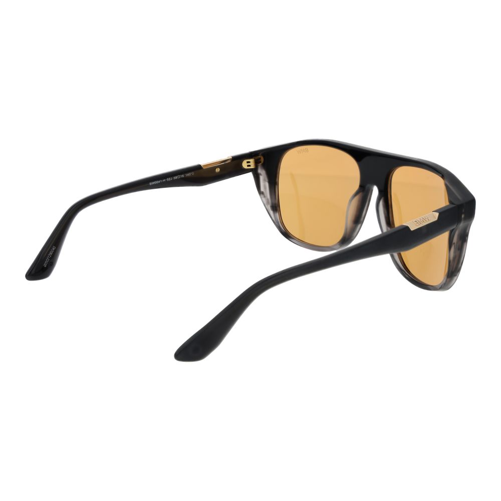 BMW Men's Sunglasses – Black Aviator Frame with Yellow Lenses, 58mm