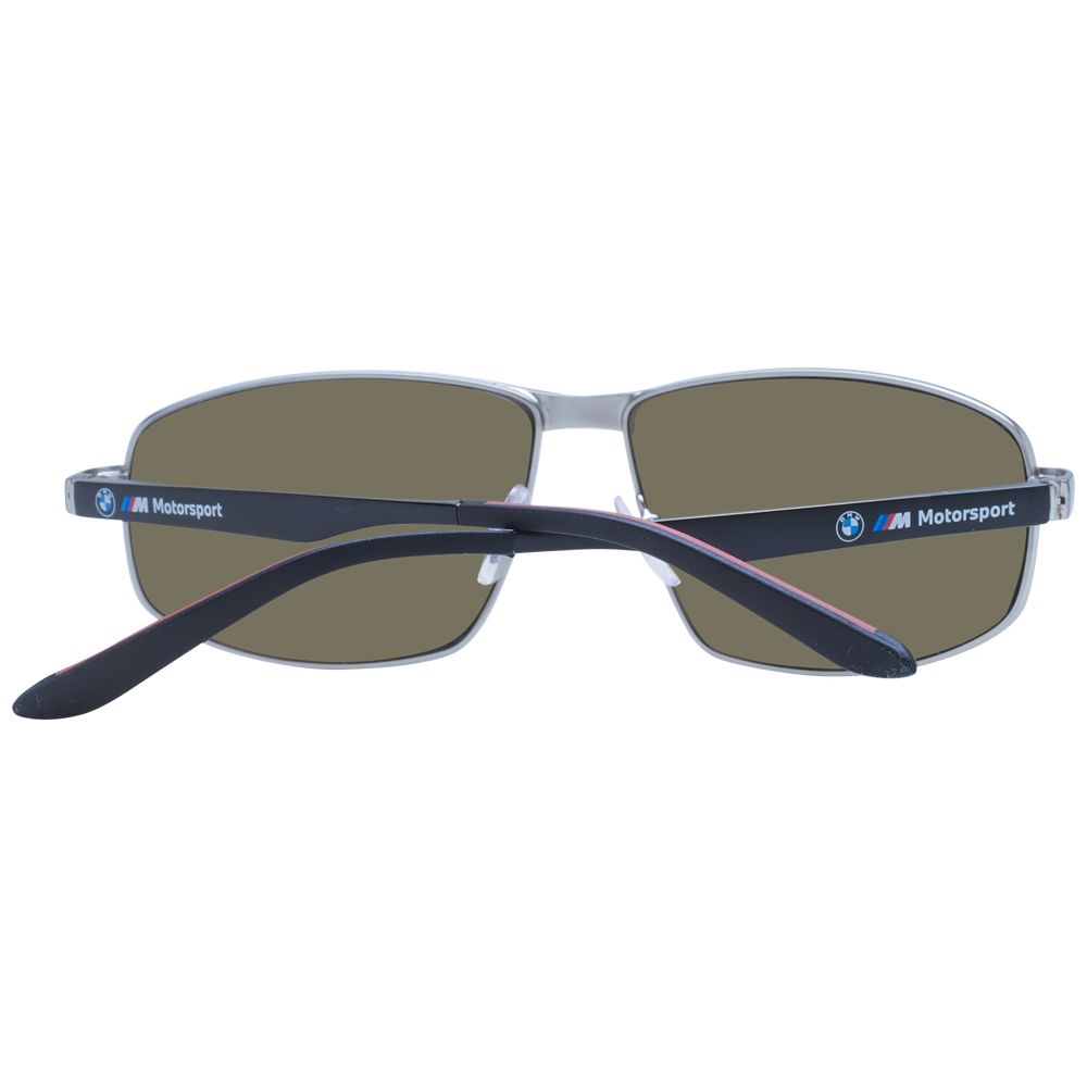 BMW Motorsport Men’s Sunglasses – Grey Metal Frame with Green Mirrored Lenses, 60mm