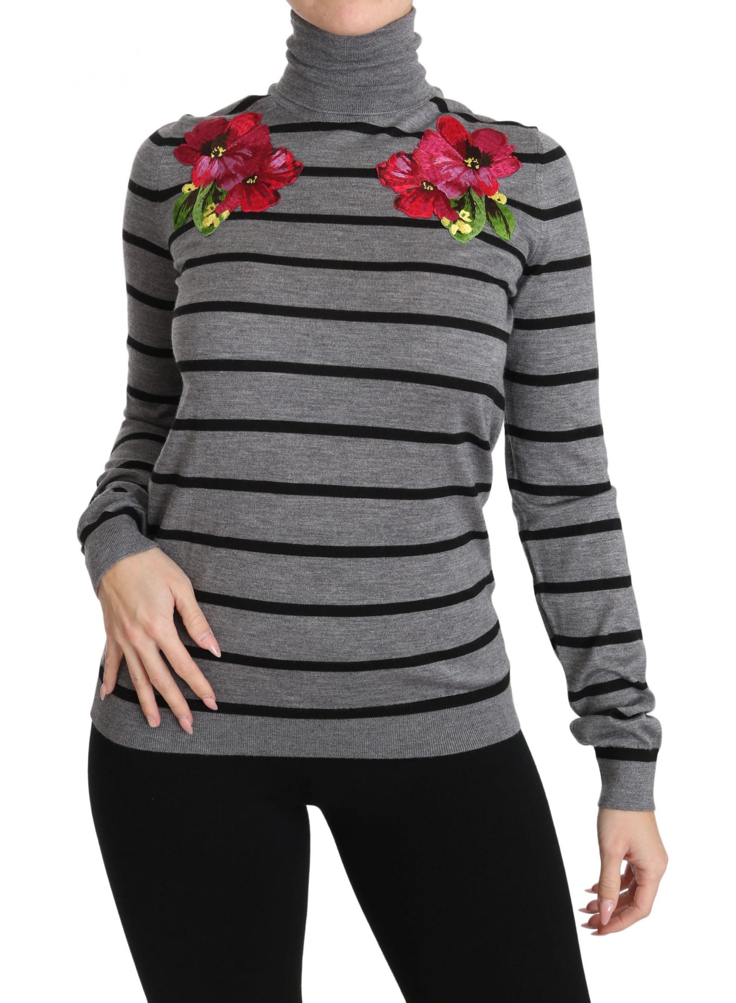 - Elegant Embroidered Cashmere-Silk Sweater