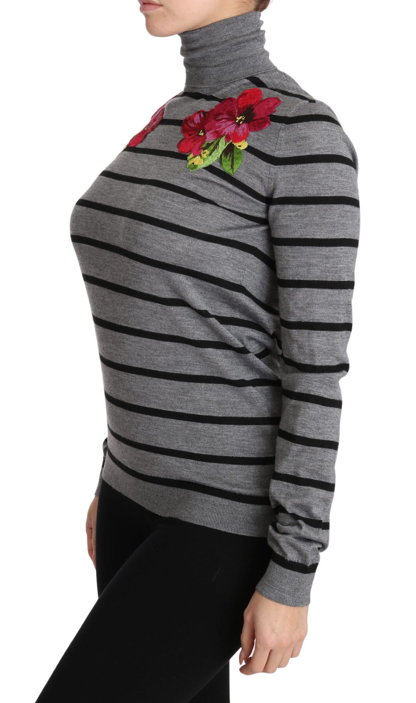 - Elegant Embroidered Cashmere-Silk Sweater