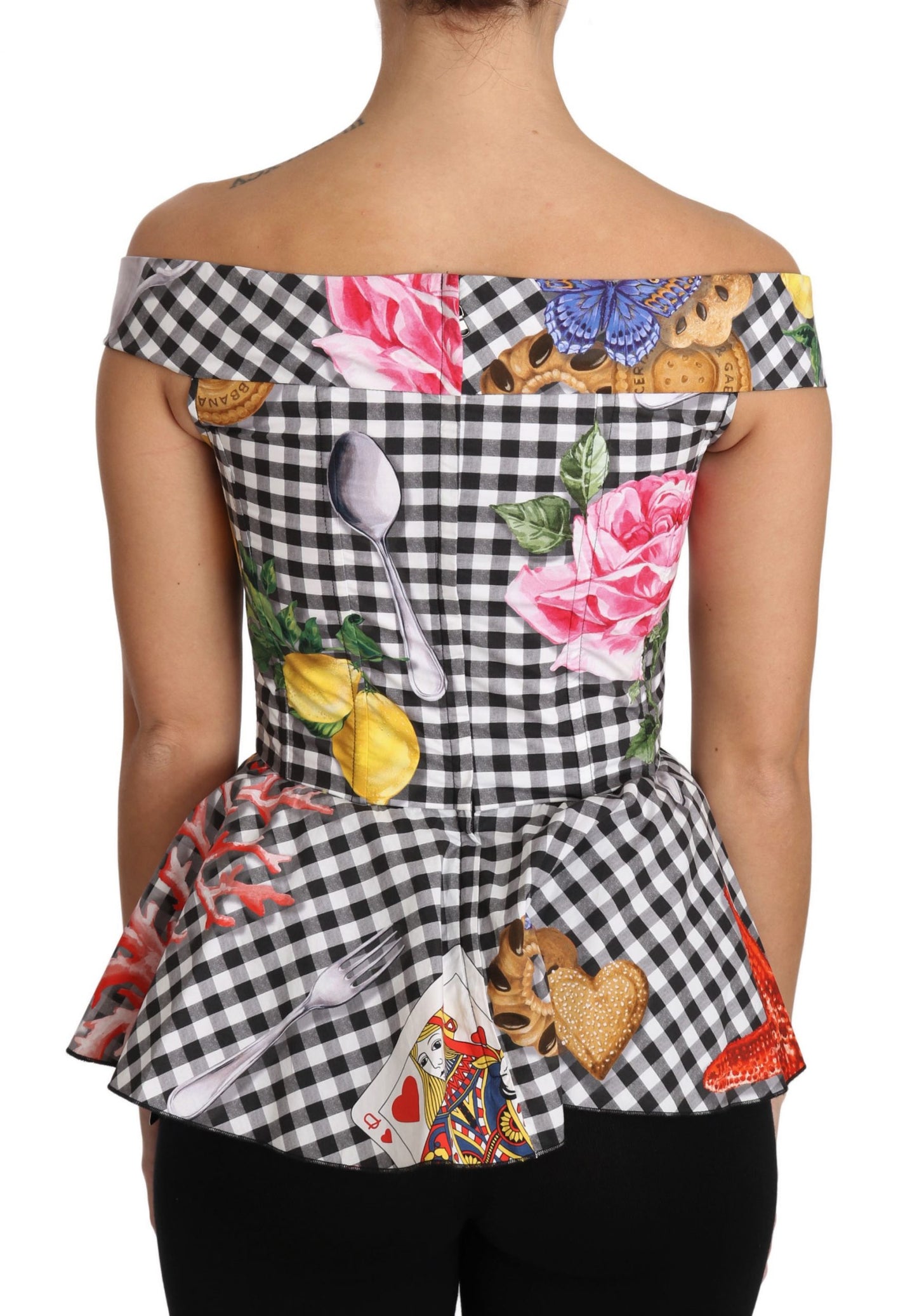 - Chic Checkered Corset Top Blouse